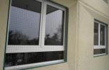fenêtre protégée par un filet à cadre fixe